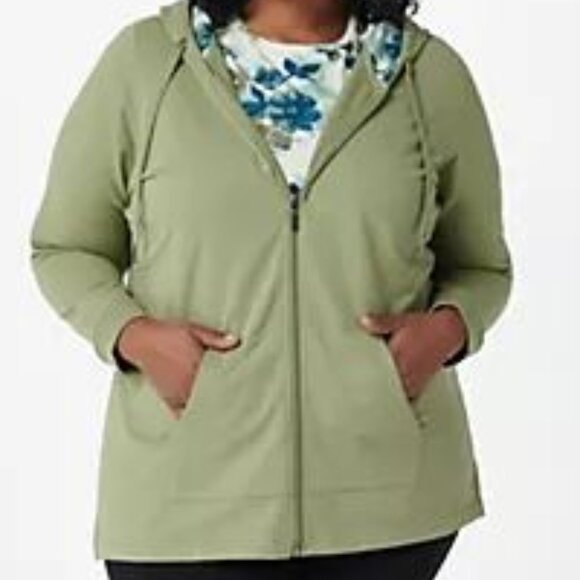 Denim & Co Active Violet French Terry Zip Hoodie-5XP- NWT - Picture 6 of 6